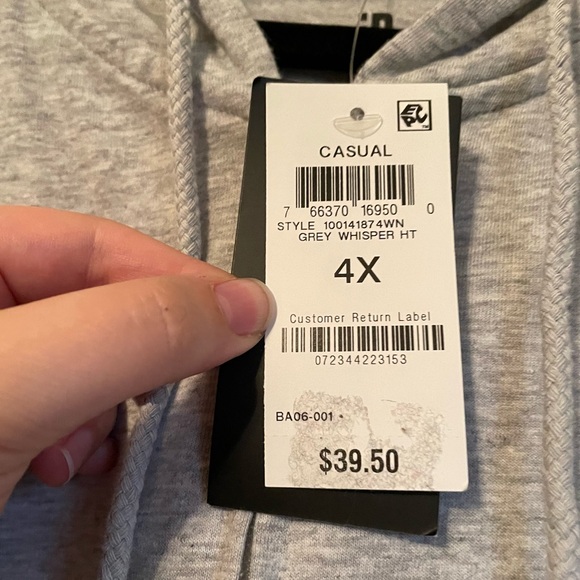 NWT Ideology Sz 4X Women’s Grey Whisper Lightweight Zip-up Hoodie Sweatshirt Top - Picture 5 of 12